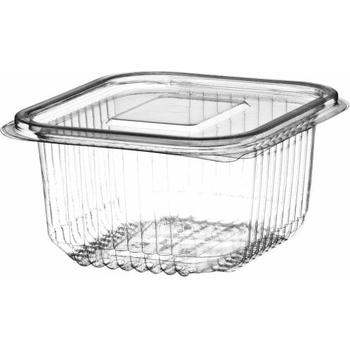 500CC CLEAR SALAD HINGED PLASTIC CONTAINER