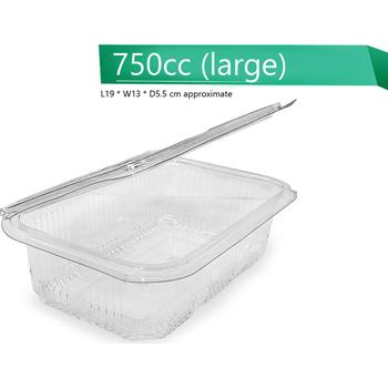 750CC CLEAR HINGED SALAD PLASTIC CONTAINER