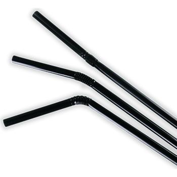 BLACK STRAWS (6MM) (BENDY) (PLASTIC) -10220.01