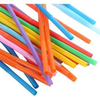 COLOUR STRAWS (BENDY) (PLASTIC) (5MM) (ORANGE BOX)
