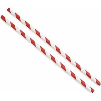 RED/WHITE PAPER STRAWS (8MM) (8 INC) -10202.04