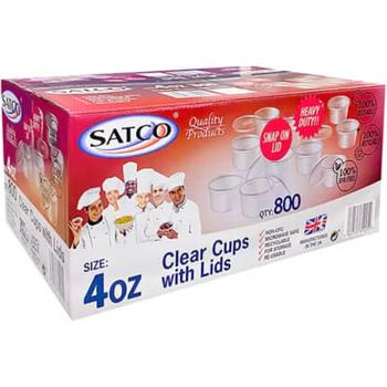 SATCO CLEAR SAUCE CUPS & LIDS 4OZ