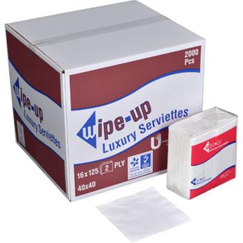 WIPE UP 2 PLY SERVIETTES 1/8 FOLD (40X40)