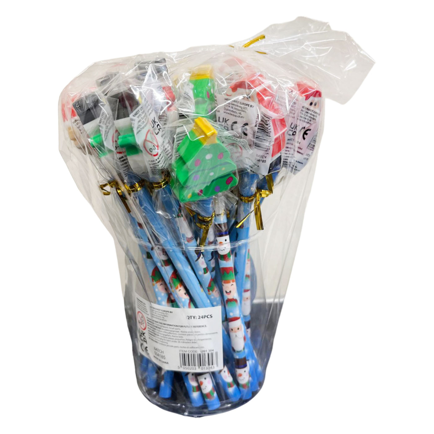 CHRISTMAS PENCILS WITH ERASER TOPPERS