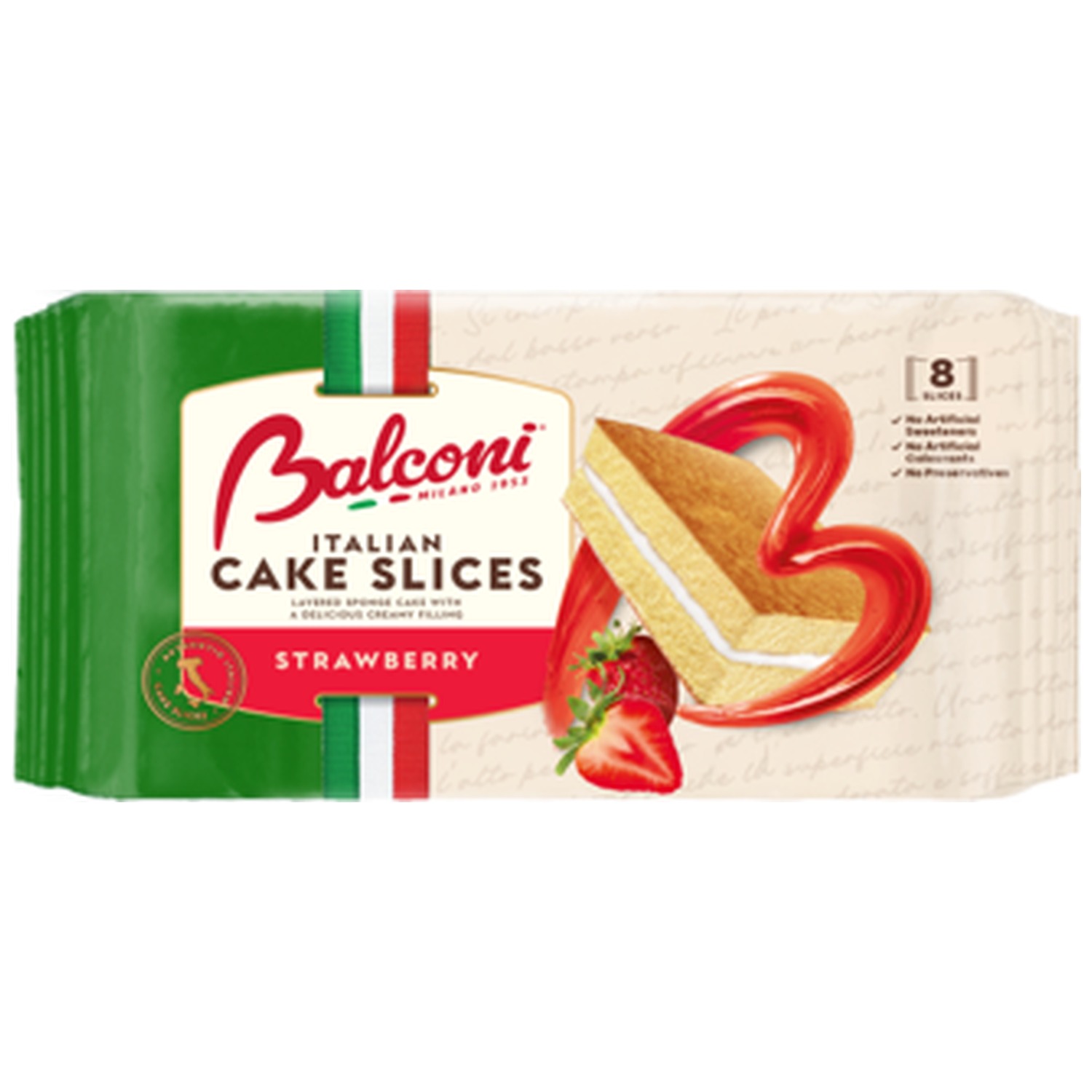 Balconi Italian Cake Slice Strawberry 16 x 8PCKx23GR