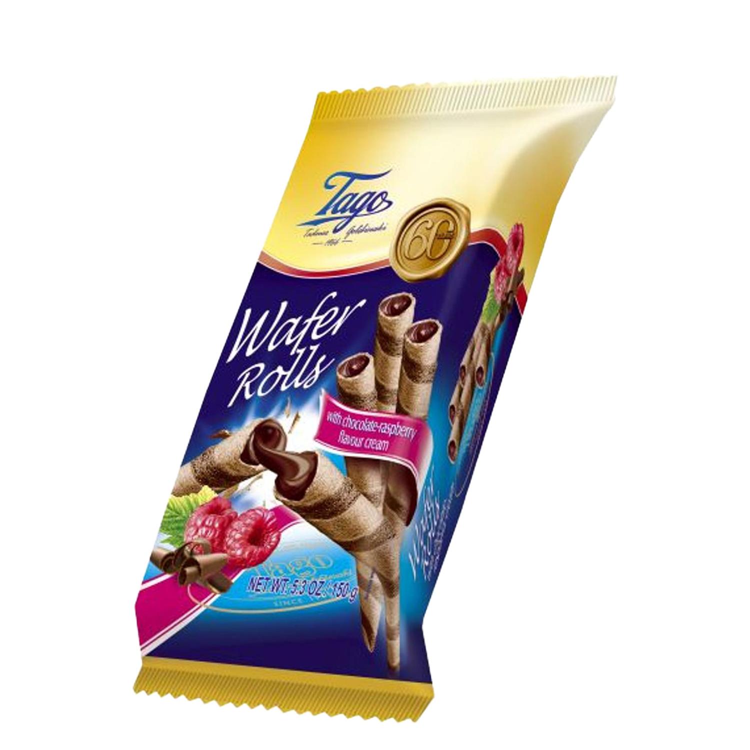 Tago Wafer Rolls With Raspberry Cream 30 x 150GR