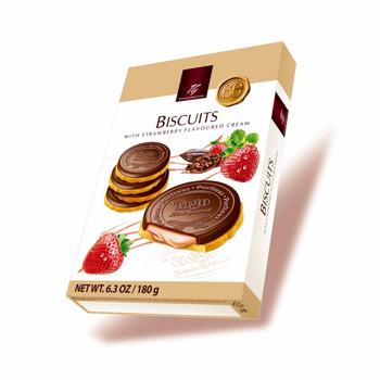 Tago Round Biscuits With Strawberry Cream 10x180GR