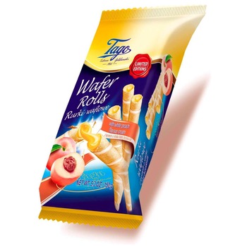 TAGO WAFER ROLLS WHITE PEACH CREAM